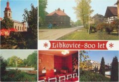 pohlednice vsi s  kostelem