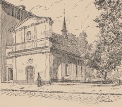 kresba od Františka Hlaváčka s námětem kaple