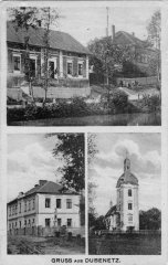 dobová pohlednice vsi s kostelem