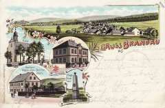 starší pohlednice vsi s kostelem (vlevo)