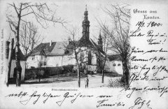 dobová pohlednice s motivem kostela