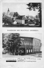 dobová pohlednice vsi s kostelem