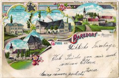 dobová pohlednice vsi s kostelem