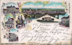 dobová pohlednice města s kostelem (vpravo od středu)