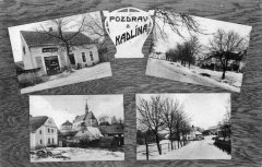 dobová pohlednice vsi s kostelem