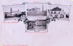 dobová pohlednice města s kostelem