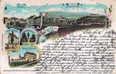 dobová pohlednice města s kaplí (vlevo)