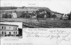 dobová pohlednice vsi s kaplí