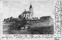 dobová pohlednice s motivem kostela