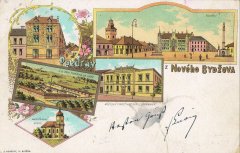 dobová pohlednice města s kostelem (vlevo dole)