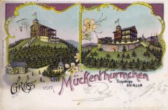 dobová pohlednice výletního areálu s kaplí