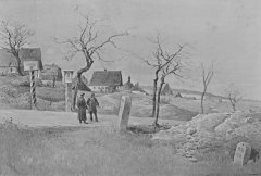 kresba kaple (v pozadí), autor Antonín Lewý