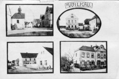 dobová pohlednice vsi s kaplí (na levém horním snímku)