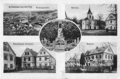 dobová pohlednice vsi s kaplí