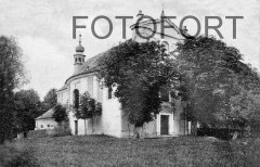 výřez snímku s kostelem z předchozí pohlednice