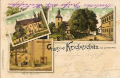 dobová pohlednice vsi s kostelem