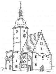 kresba kostela od J. Schinka