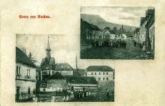 starší pohlednice s kostelem