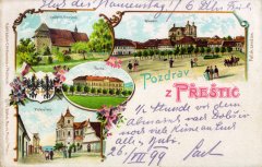 kostel na dobové pohlednici (vlevo nahoře)