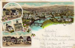 dobová pohlednice města s kaplí (vlevo uprostřed)