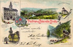 dobová pohlednice města s kaplí (vpravo nahoře)