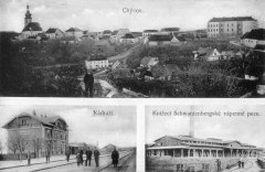 dobová pohlednice města s kostelem