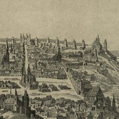 kresba s kostelem nad středem