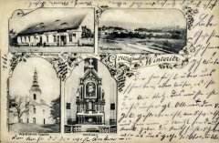 starší pohlednice vsi s kaplí