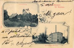 dobová pohlednice vsi s kostelem