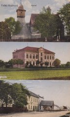 starší pohlednice vsi s kostelem (nahoře)