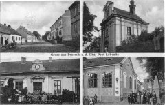 dobová pohlednice vsi s kaplí