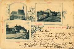 dobová pohlednice města s kostelem