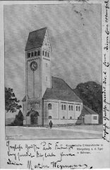 kostel na dobové pohlednici