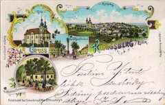 dobová pohlednice města s kostelem