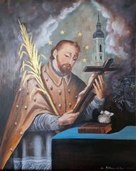detail obrazu sv. Jana Nepomuckého v interiéru