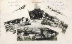 historická pohlednice obce s kaplí