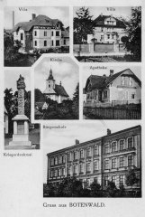 dobová pohlednice vsi s kostelem