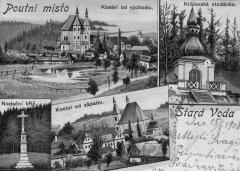 dobová pohlednice s kaplí (vpravo)