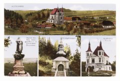 dobová pohlednice s kaplí (dole uprostřed)