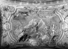 freska Johanna Kleina z roku 1767 Sv. Anna uctívá Vítězného Krista
