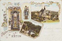 historická pohlednice s hrobkou