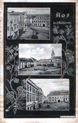 dobová pohlednice vsi s kostelem