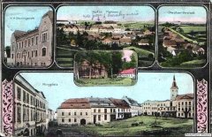 dobová pohlednice vsi s kostelem
