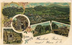 dobová pohlednice města s kaplí (vlevo dole)