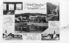 dobová pohlednice vsi s kaplí