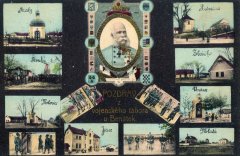 dobová pohlednice se zvonicí u kostela (vpravo dole)