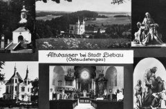 dobová pohlednice kostela s klášterem