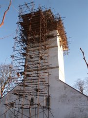 oprava věže kostela