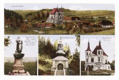 dobová pohlednice se sochou sv. Anny před postavením kaple (vlevo dole)