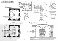 plán opravy synagogy po požáru v roce 1904